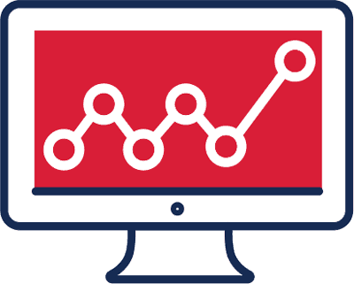 illustrated icon computer with analytics