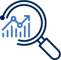 magnifying glass over a chart icon