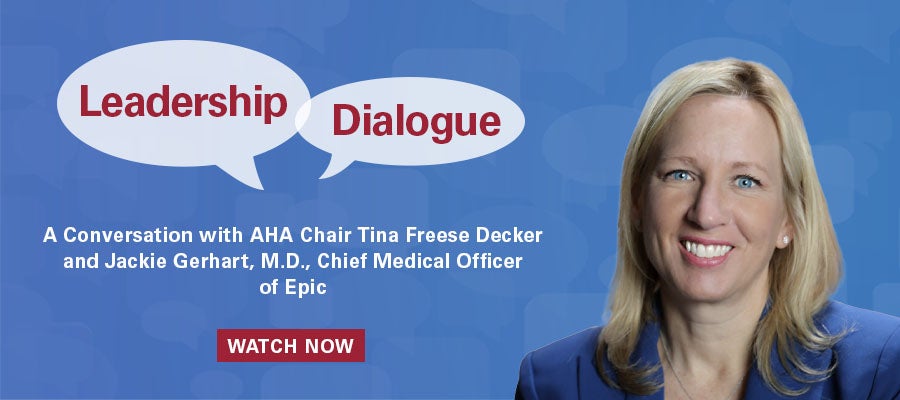 Watch Now Image Chair File: Leadership Dialogue — Driving Transformation Through AI and Other Tech Tools with Epic CMO Jackie Gerhart
